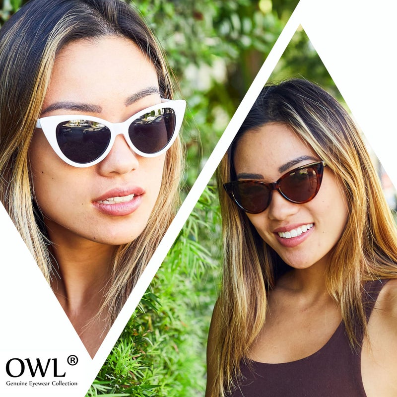 OWL Cat Eye Glasses for Women Retro Vintage 1950 Inspired White Frame Clear Lens - Image 3